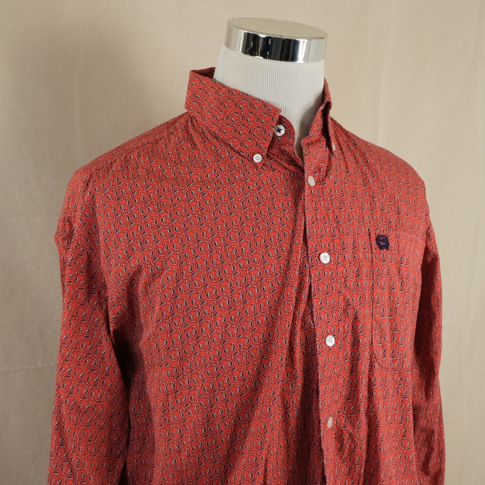 Cinch Medium Rodeo Button Down Shirt Red Paisley Western Cotton Mens
